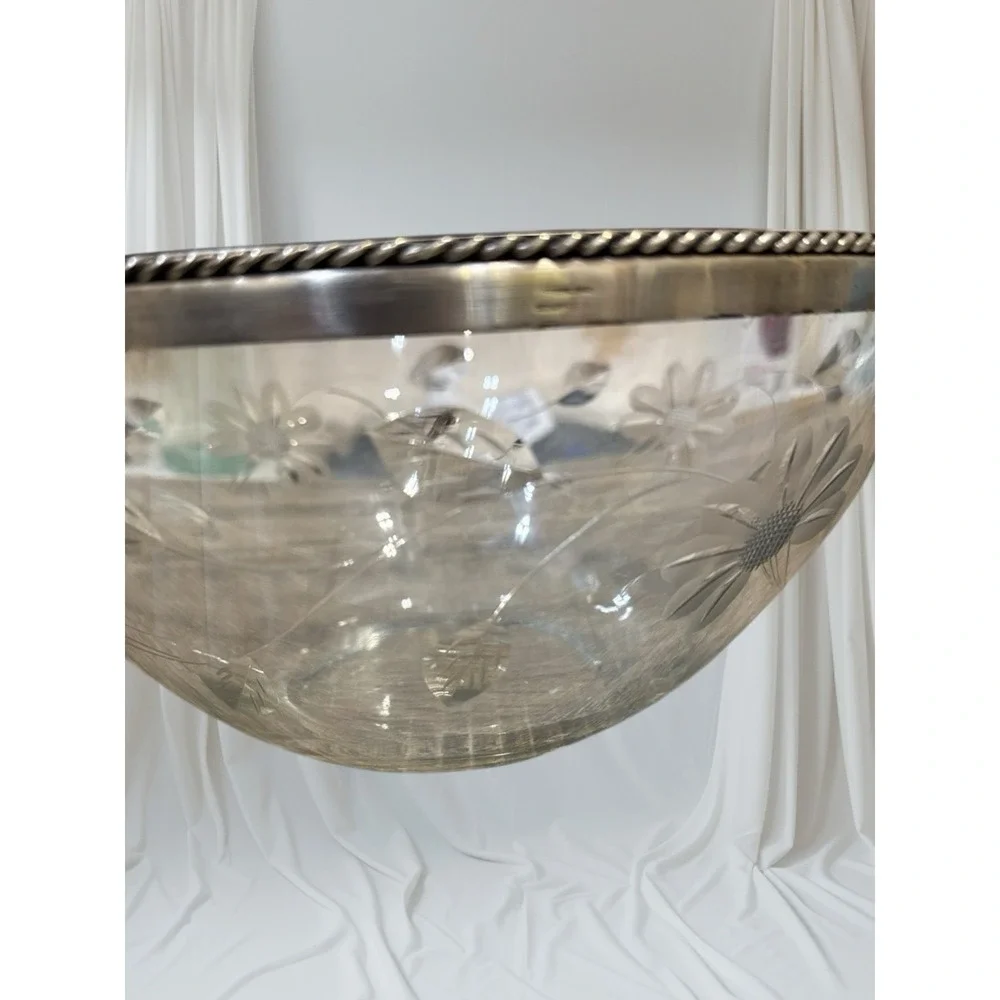Alfredo Sciarrotta Sterling Silver Modernist Crystal Bowl & Gorham Floral RARE!!